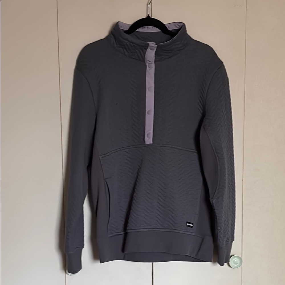 Gray Turtleneck Sweater with Ribbed Cuffs